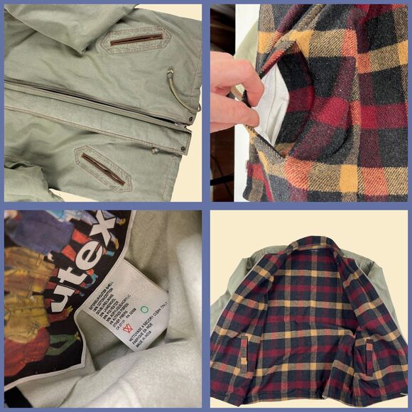 Vintage 70s/80s green jacket by Utex, vintage size M flannel lined mens coat - Picture 4 of 8